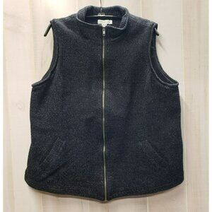 Coldwater Creek Black Vest Size 1X, Pockets, Sleeveless, Zip Front, Cotton Blend